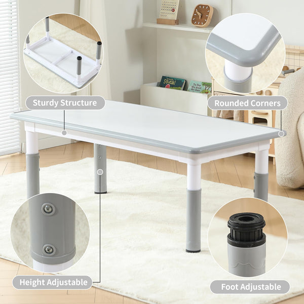 Height Adjustable Kids Table and 4 Chairs Set