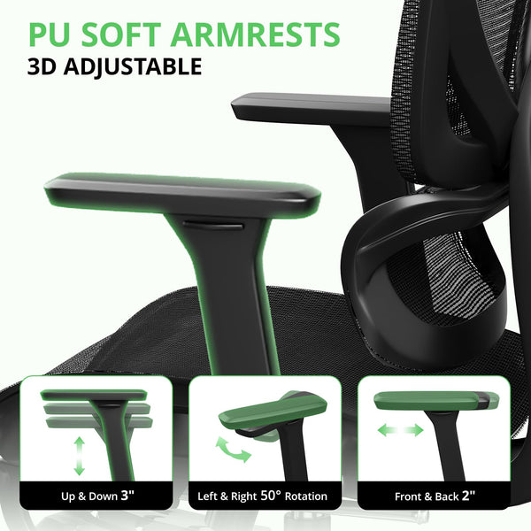 Ergonomic Mesh Office Chair with Footrest & 135° Recline