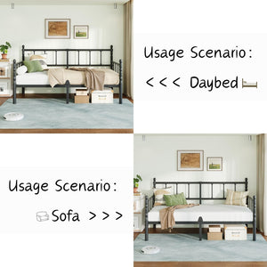 Twin Daybed Frame with Steel Slats, Metal Sofa Bed – Twin Size, Black