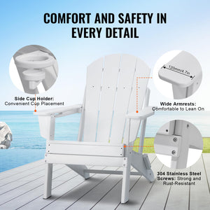 Folding Adirondack Chairs Set of 2 with Cup Holder