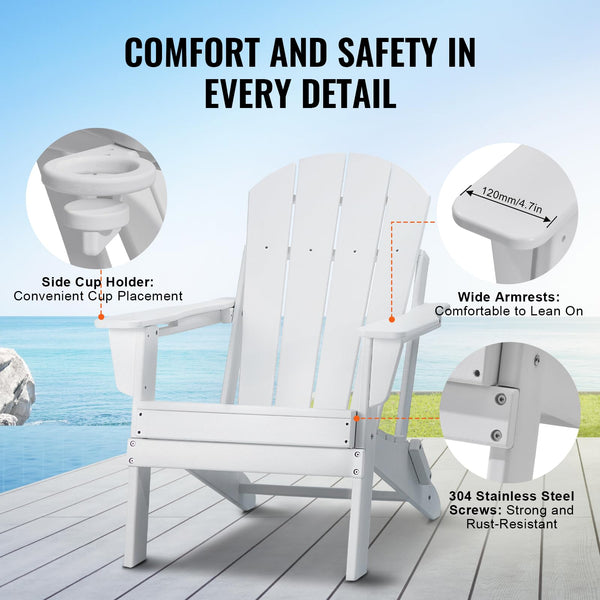 Folding Adirondack Chairs Set of 2 with Cup Holder