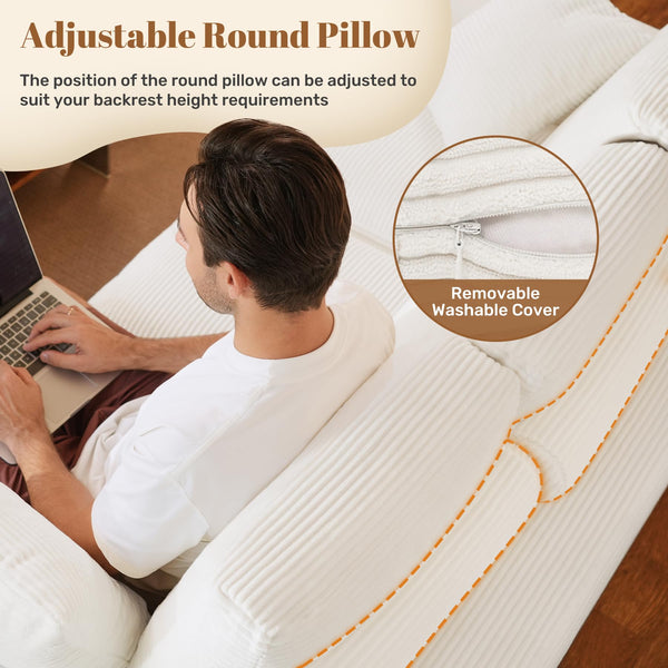3-Seater Boneless Cloud Sofa with Corduroy Cover – Beige