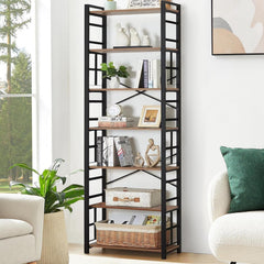 7-Tier Industrial Bookshelf 84"