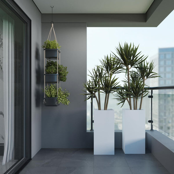 Tall Metal Outdoor Planter Box with Removable Shelf