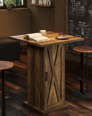 Square Bar Table with 3-Tier Storage Cabinet
