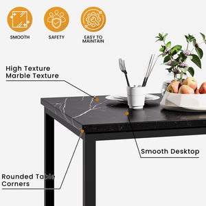 7-Piece Faux Marble Dining Table Set for 6 with PU Leather Chairs