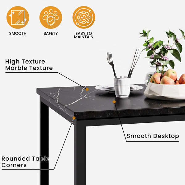 7-Piece Faux Marble Dining Table Set for 6 with PU Leather Chairs