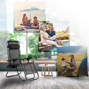 Zero Gravity Outdoor Lounge Chairs Set of 2 with Cup Holder & Pillow