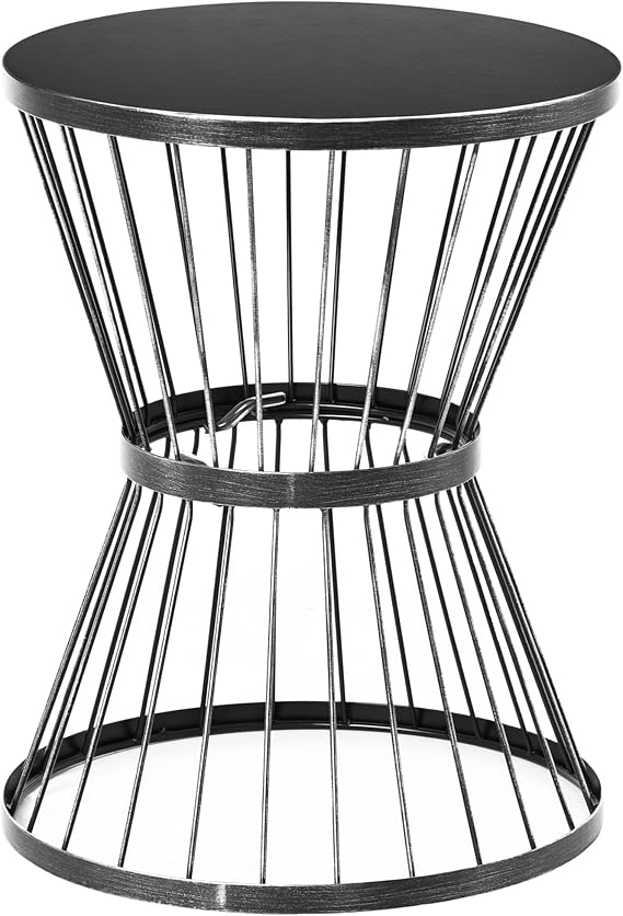 16" Steel Patio Side Table with Hourglass Design