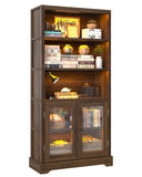 5-Tier Bookshelf with Ambient Lighting and Cabinet Doors