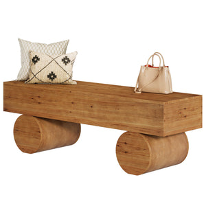 59" Solid Wood Entryway Bench