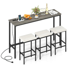 4-Piece Counter Height Bar Table Set with Power Outlet