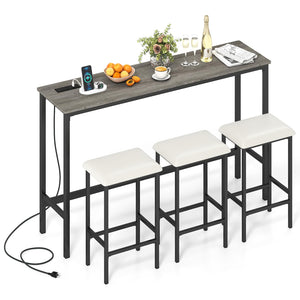 4-Piece Counter Height Bar Table Set with Power Outlet