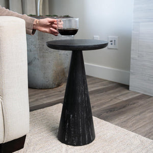 Round Wood Side Table – Rustic Industrial Accent