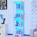 Glass Display Cabinet 4-Tier with LED Lights & Motion Sensor