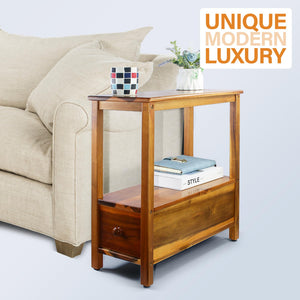 Narrow End Table with Drawer and Shelf