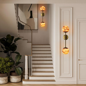 Alabaster Globe Wall Sconce with Brass Base