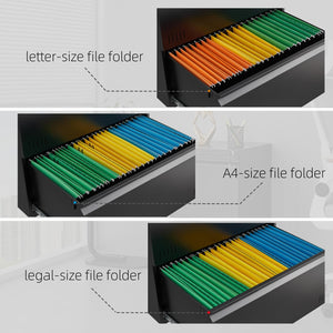 Metal Lateral File Cabinet with Lock – 2-Drawer Home Office Filing Cabinet