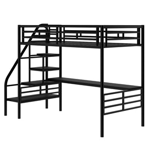 Twin Metal Loft Bed with Desk