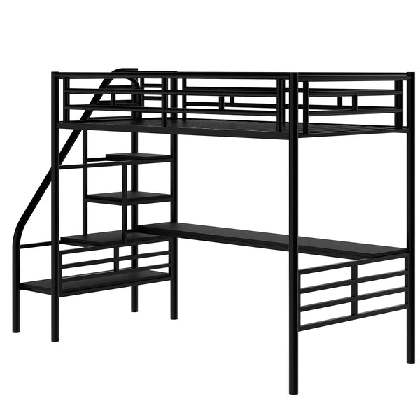 Twin Metal Loft Bed with Desk