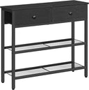 Narrow Console Table with 2 Fabric Drawers & 3-Tier Storage Shelves