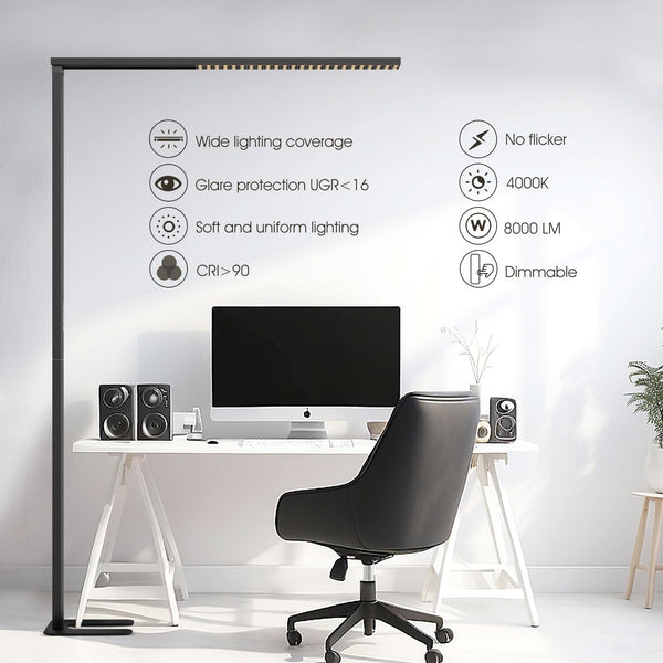 80W LED Floor Lamp Dimmable 8000LM Natural Daylight