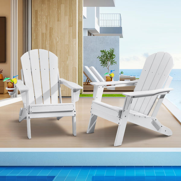 Folding Adirondack Chairs Set of 2 with Cup Holder
