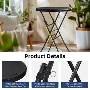 Round Folding Cocktail Bar Table – High Top Indoor Outdoor