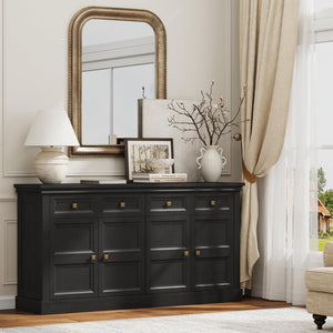 63-Inch Buffet Cabinet with Storage, 4 Doors, Drawers & Shelves