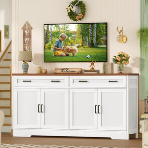Buffet Cabinet with Storage — 4-Door Sideboard with Adjustable Shelves