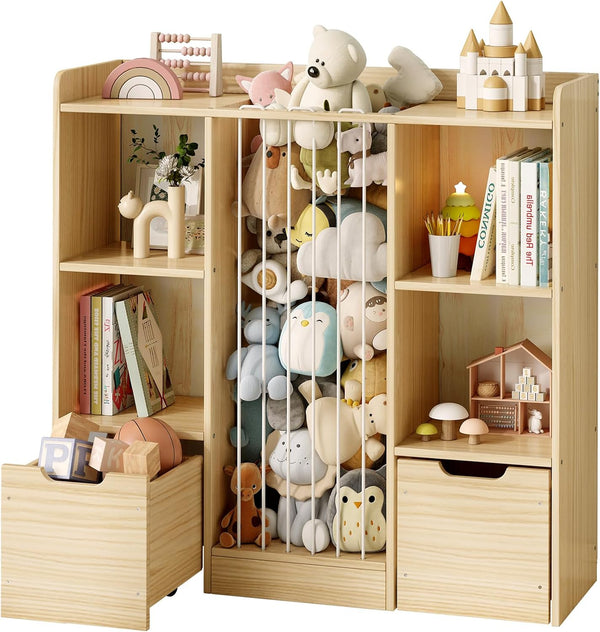 Kids Toy Storage Organizer — 6-Cube Shelf with Drawers & Stuffed Animal Zoo