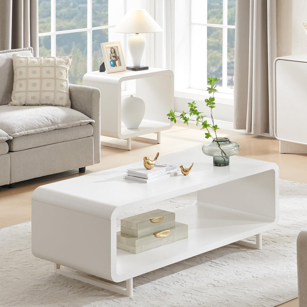 48" 2-Tier Coffee Table with Storage Shelf