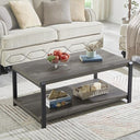 Industrial Rectangle Coffee Table with Storage Shelf