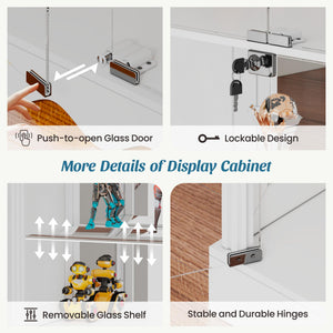 71-Inch 5-Tier Glass Display Cabinet with RGB LED Lighting