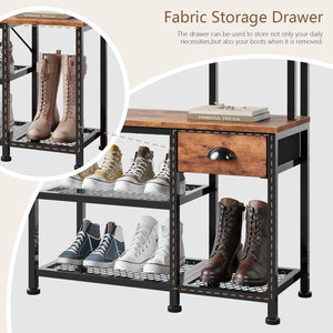 4-in-1 Entryway Hall Tree with Bench, Coat Rack & Shoe Storage
