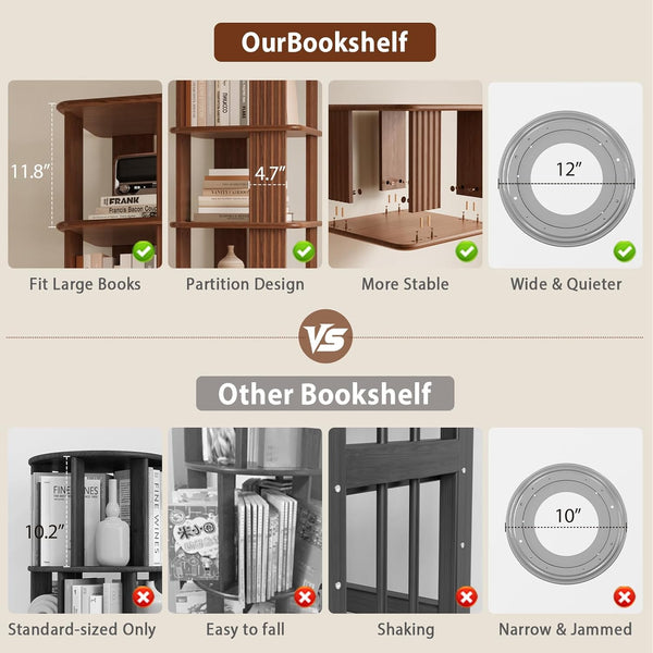 6-Tier Rotating Bookshelf Tower