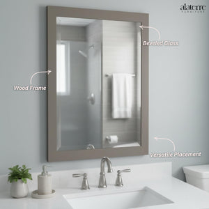24" x 30" Beveled Bathroom Vanity Mirror – Wood Frame