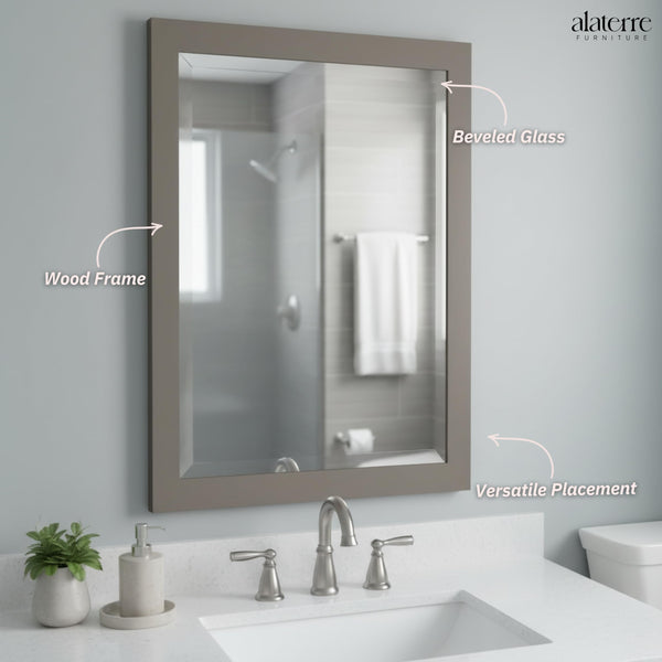 24" x 30" Beveled Bathroom Vanity Mirror – Wood Frame