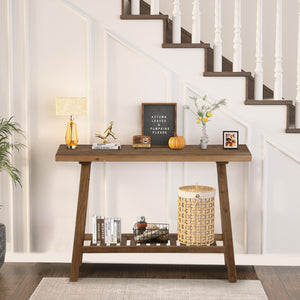 Reclaimed Wood Console Table with 2-Tier Storage