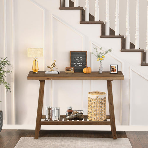 Reclaimed Wood Console Table with 2-Tier Storage