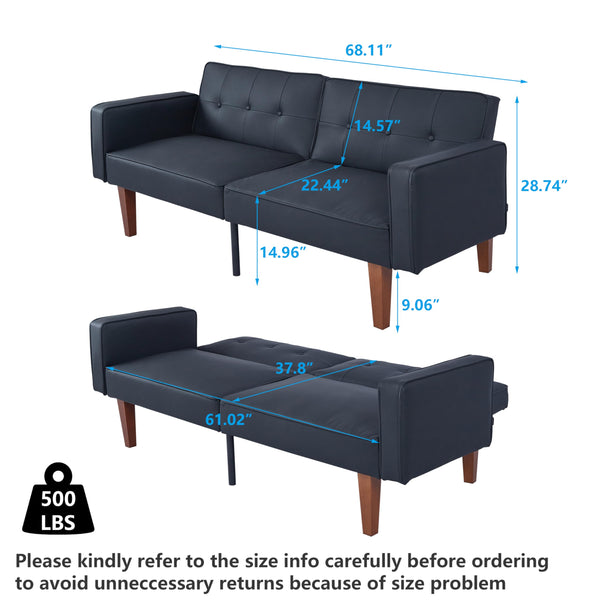 Convertible Futon Sofa Bed with Split Back