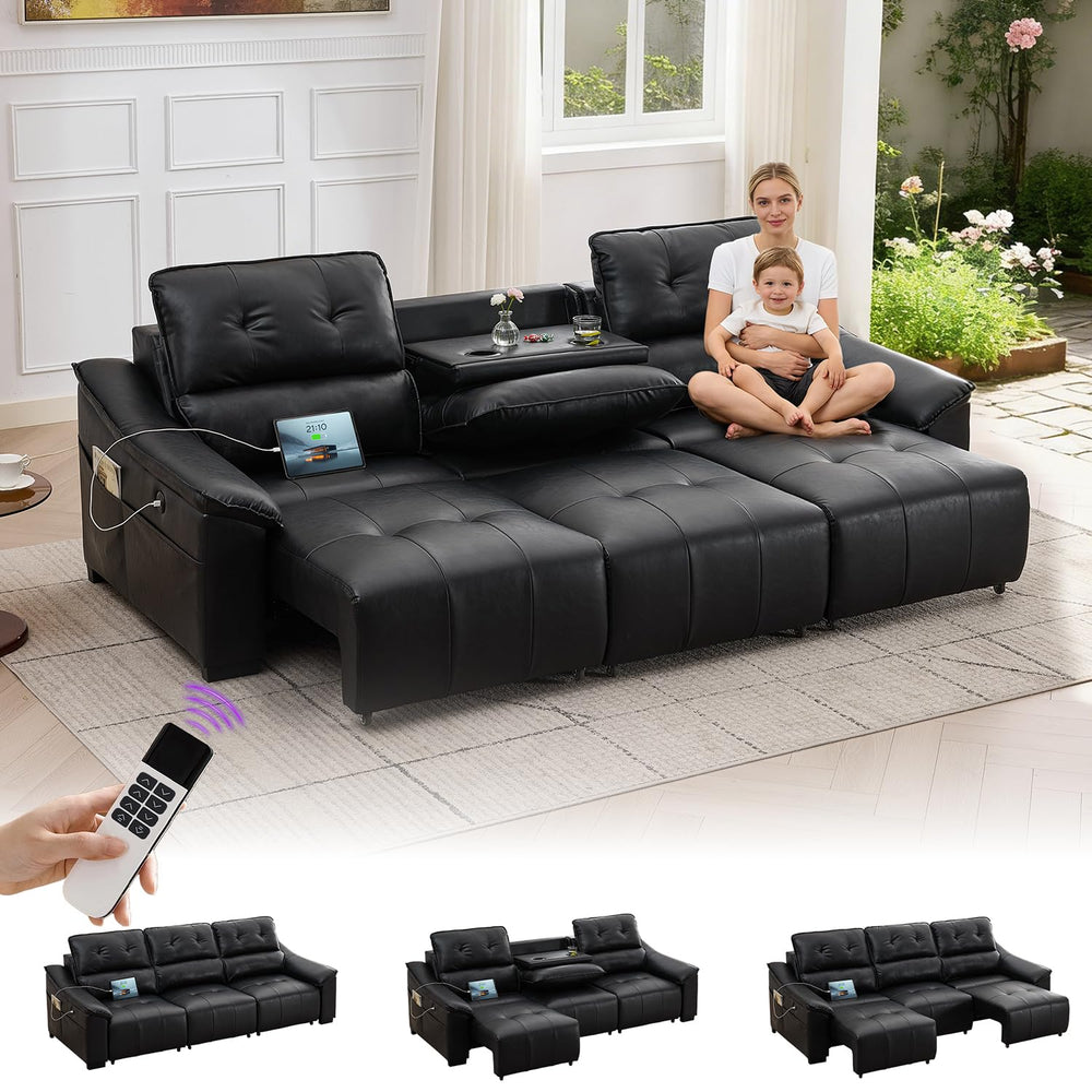 Electric Power Reclining Sectional Sofa with USB Charging