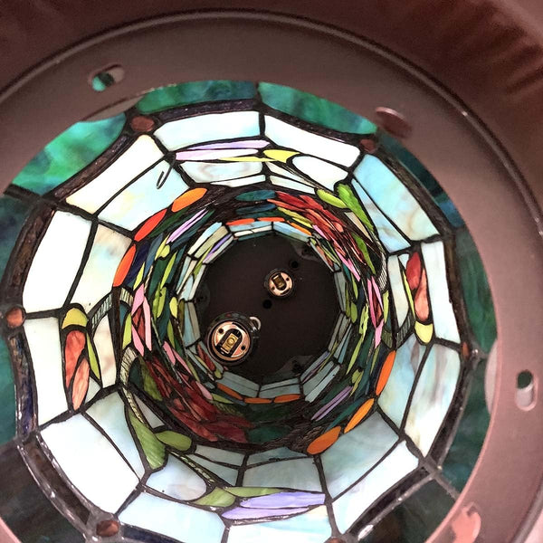Rose Flower Tiffany Stained Glass Floor Lamp, 26"