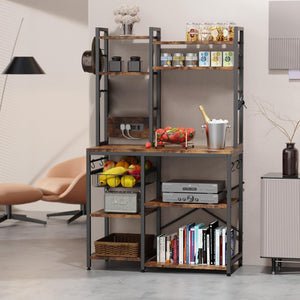 6-Tier Kitchen Baker's Rack with Power Outlet and Wire Basket