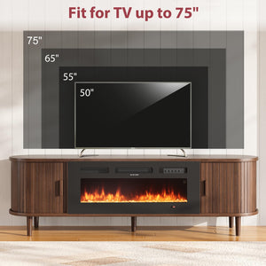 70" Fluted TV Stand with Electric Fireplace
