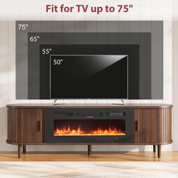 70" Fluted TV Stand with Electric Fireplace