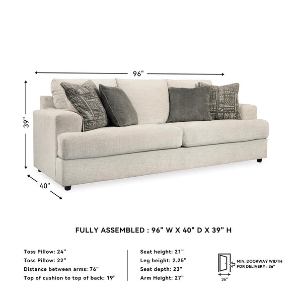 Cream Chenille Sleeper Sofa with Accent Pillows – 96" 3-Seat