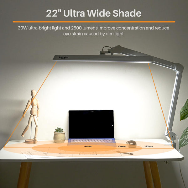 LED Architect Desk Lamp with Swing Arm – 30W Dimmable, 5 Color Temperatures