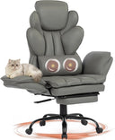 Wide Seat Reclining Office Chair with Flip Armrests & Footrest