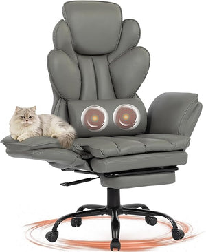 Wide Seat Reclining Office Chair with Flip Armrests & Footrest